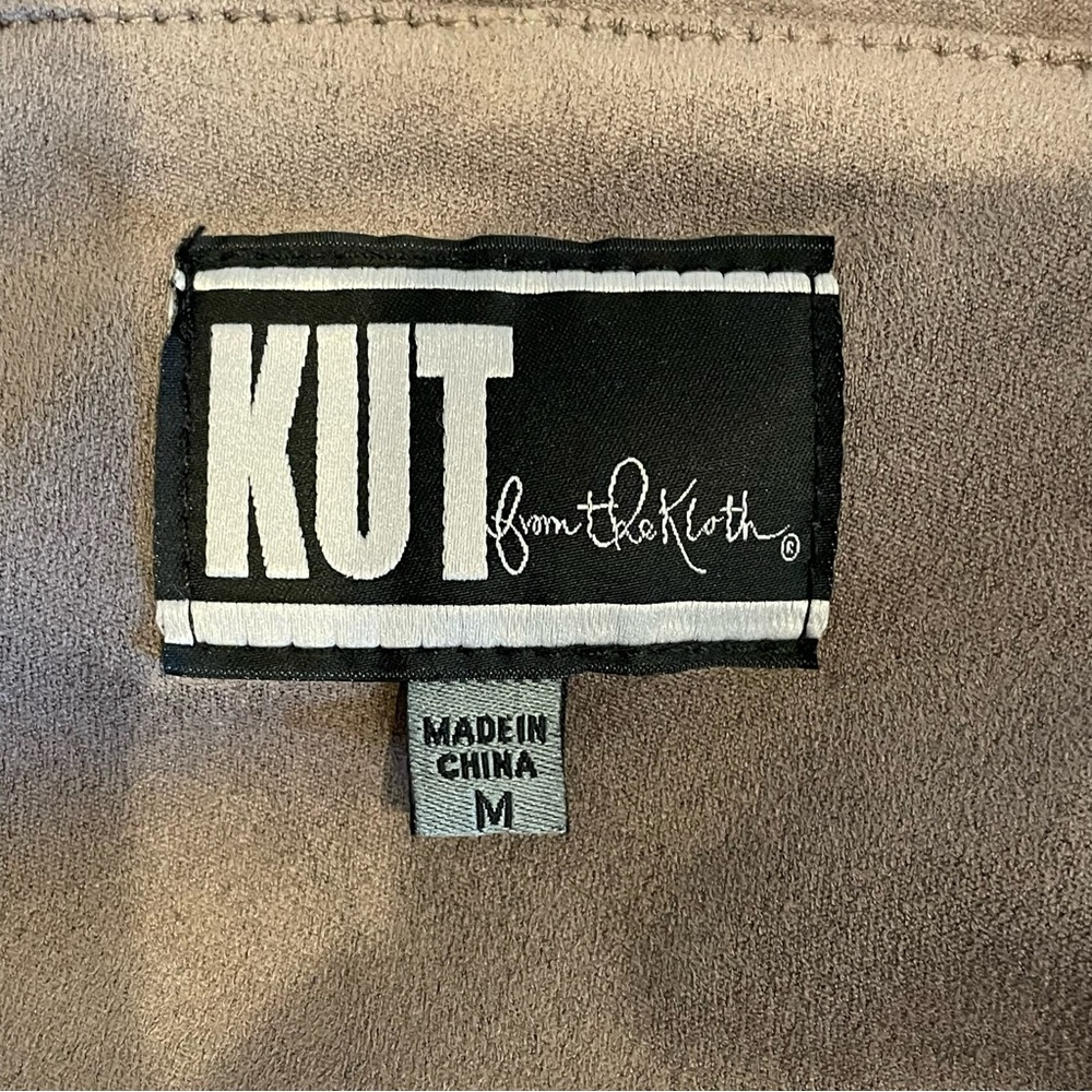 KUT from the Kloth Tayanita Tan Faux Suede open front draped Jacket in Tan M - Picture 8 of 14